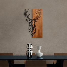 Wallity Red Deer 1 - Accesorio de Pared de Madera y Metal Nogal y Negro